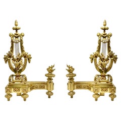 Coppia di antichi androni francesi Luigi XVI in bronzo dorato, CIRCA 1890.