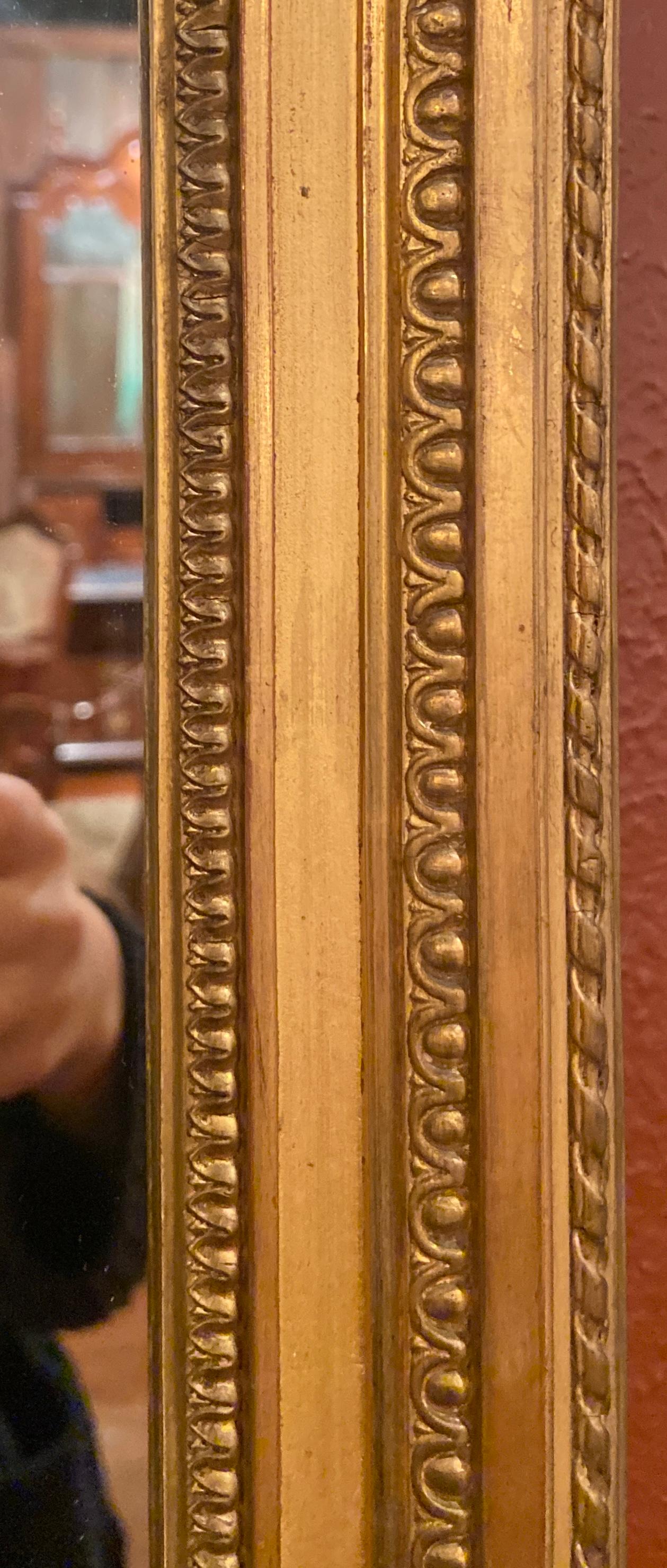 Paar antike französische Louis XVI Gold geschnitzte Wood Mirrors, ca. 1890's (Französisch) im Angebot
