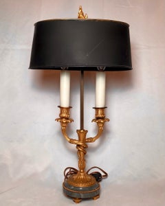 Pair Antique French Louis XVI Marble and Ormolu "Candelabra" Lamps, Circa 1900
