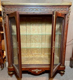 Pair Antique French Louis XVI Marble Top Cabinets, circa 1890