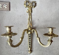 Pair Antique French Louis XVI Ormolu Sconces, Circa 1890