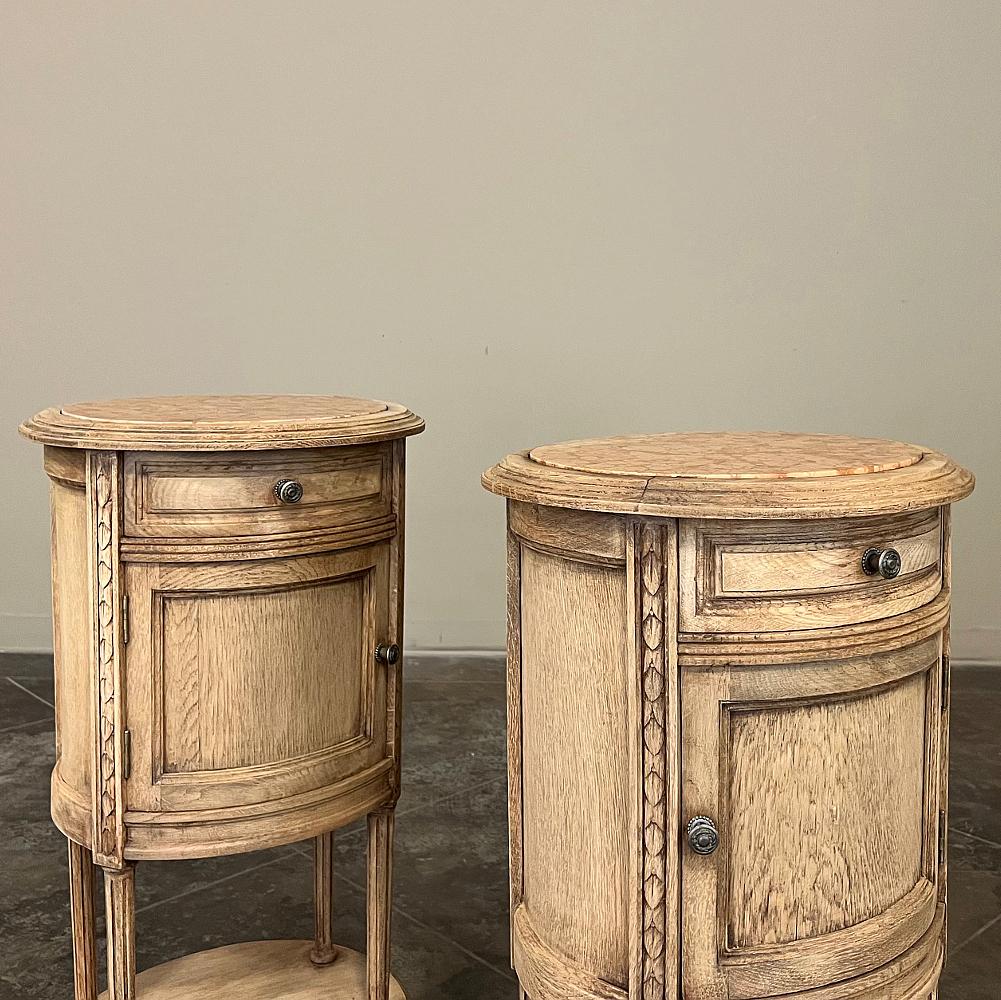 Pair Antique French Louis XVI Oval Marble Top Nightstands For Sale 4