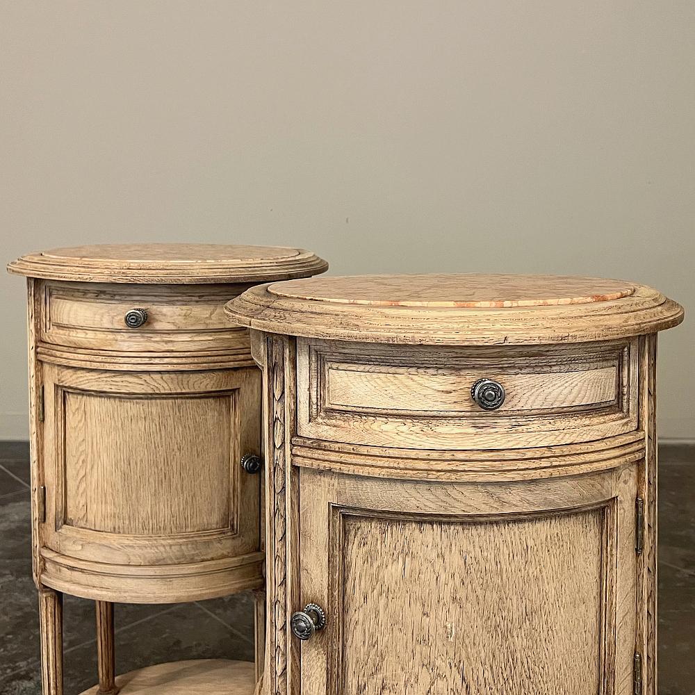 Pair Antique French Louis XVI Oval Marble Top Nightstands For Sale 5