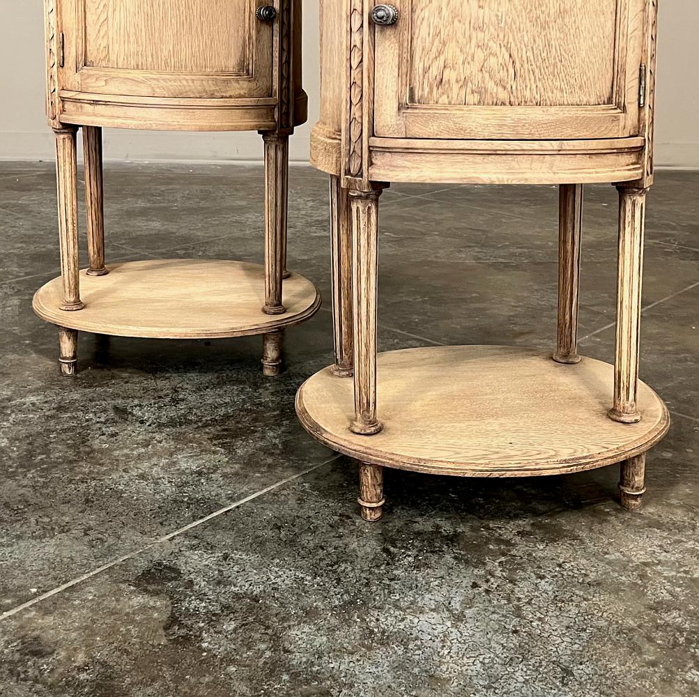Pair Antique French Louis XVI Oval Marble Top Nightstands For Sale 6