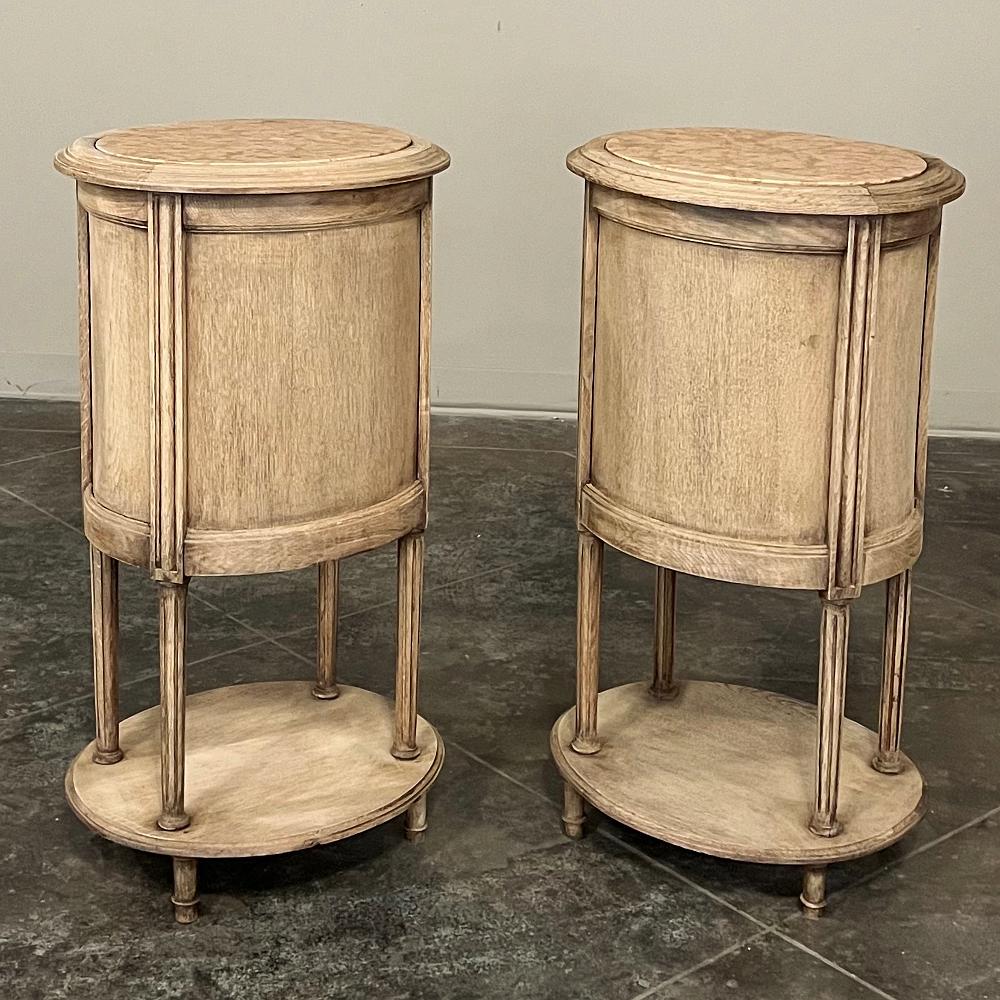 Pair Antique French Louis XVI Oval Marble Top Nightstands For Sale 11