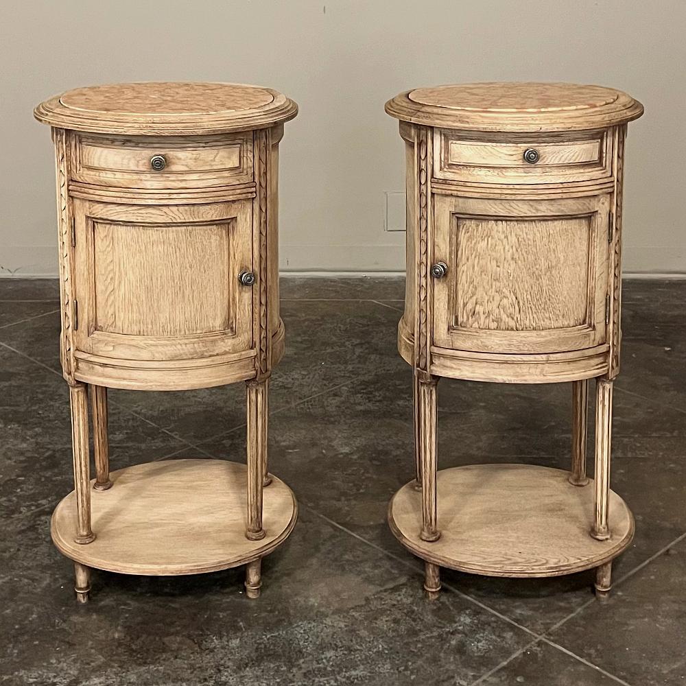 oval nightstand with marble top