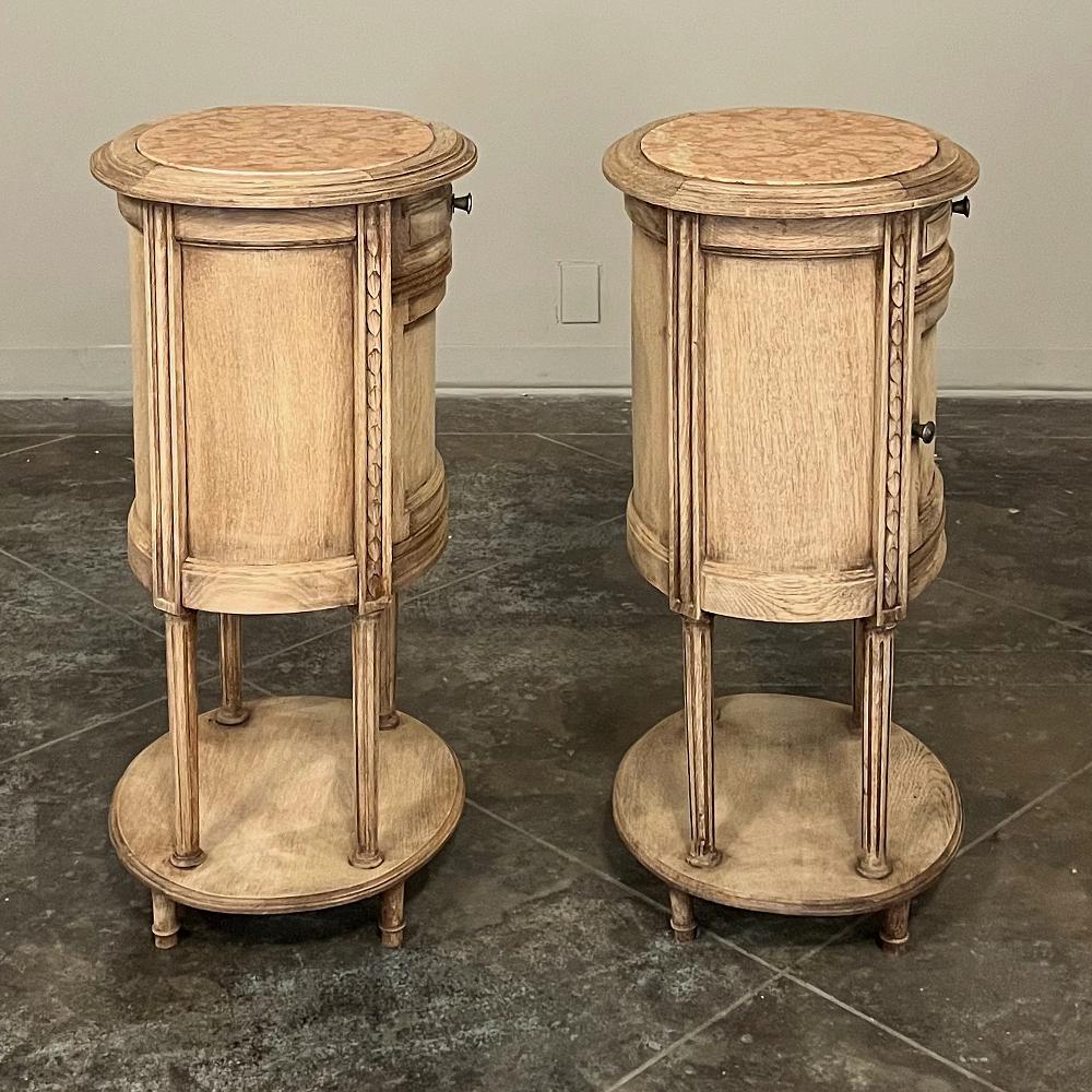 Pair Antique French Louis XVI Oval Marble Top Nightstands For Sale 2