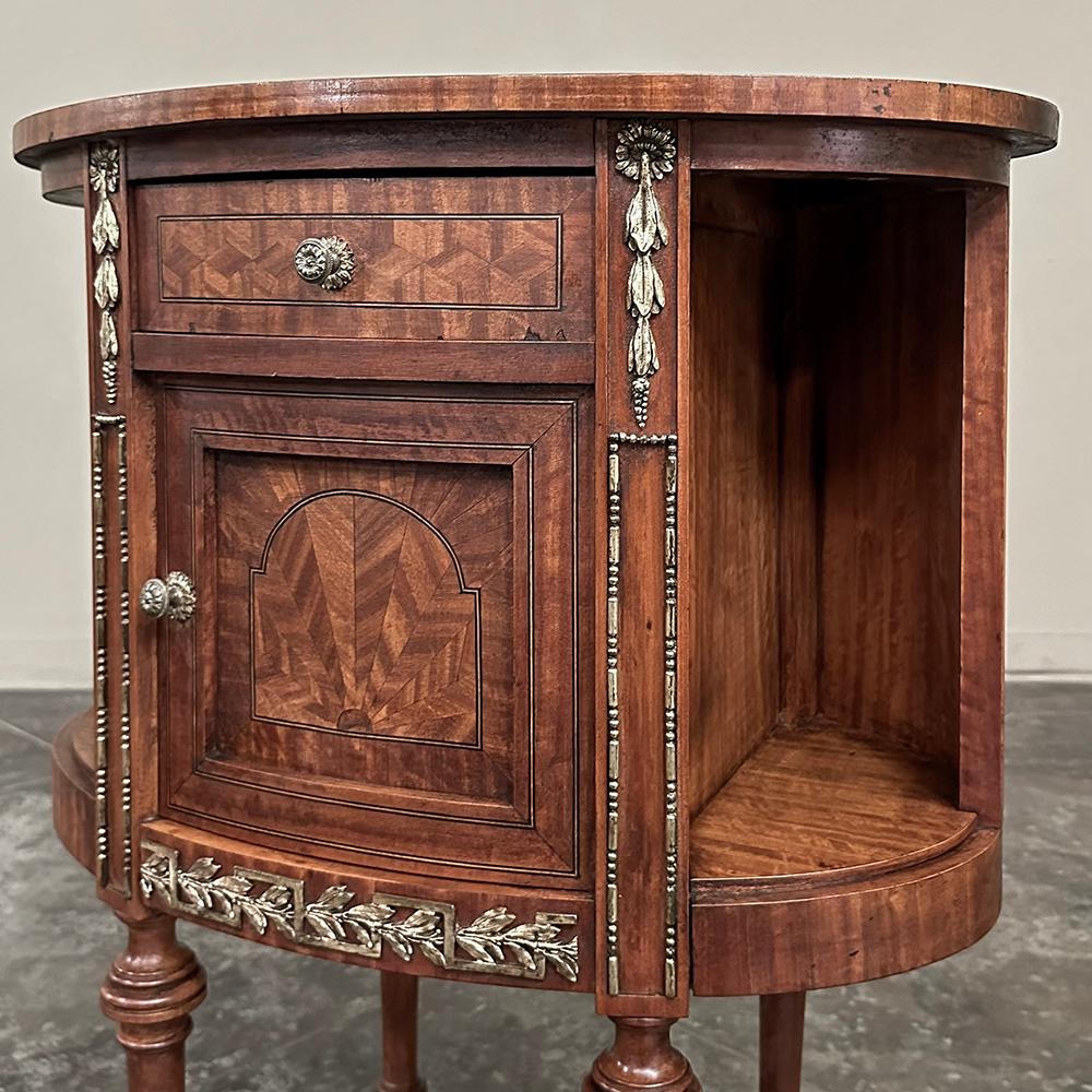 Pair Antique French Louis XVI Oval Marquetry Nightstands ~ End Tables For Sale 10