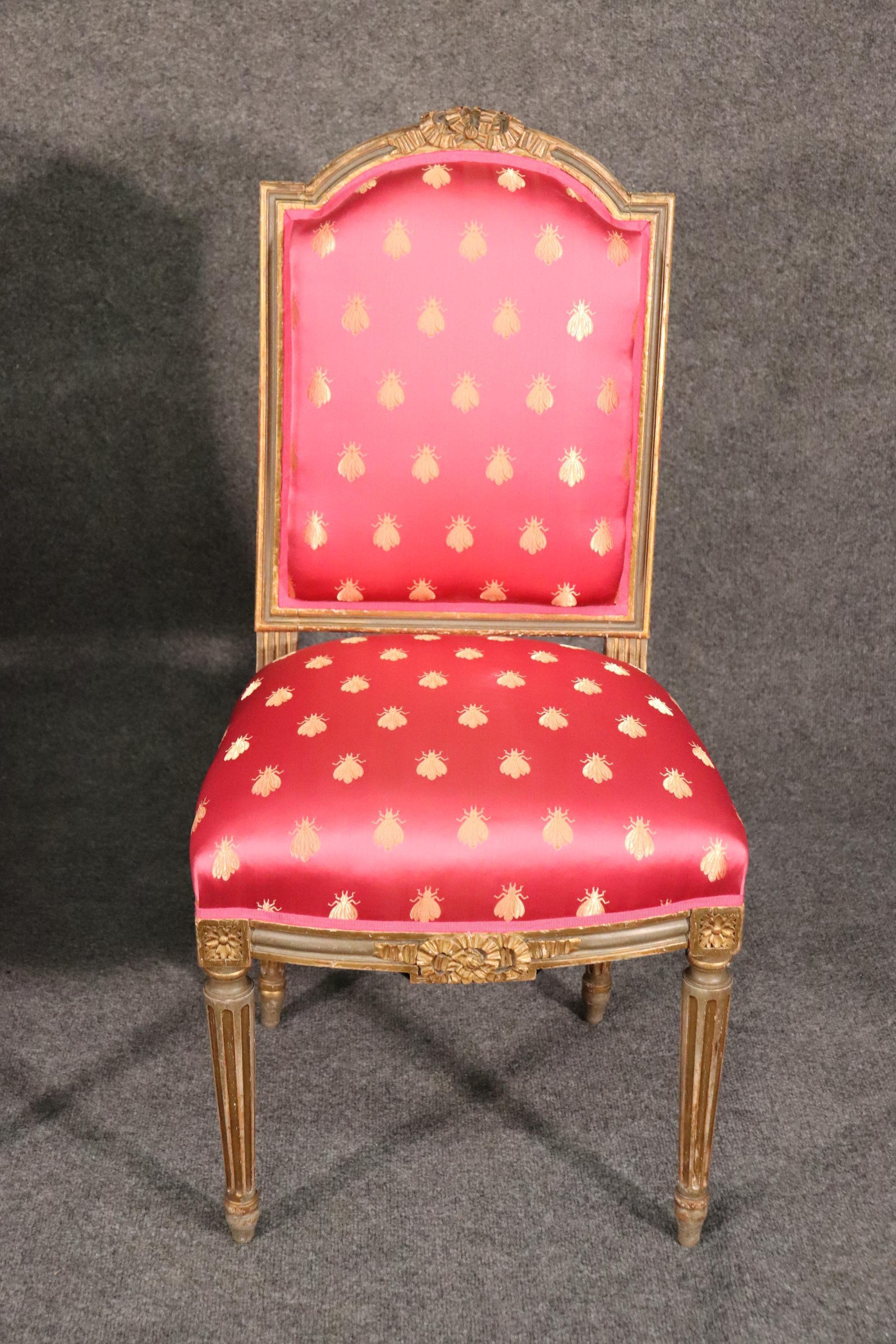 Pair Antique French Louis XVI Painted and Gilded Side Chairs, Circa 1900 For Sale 3