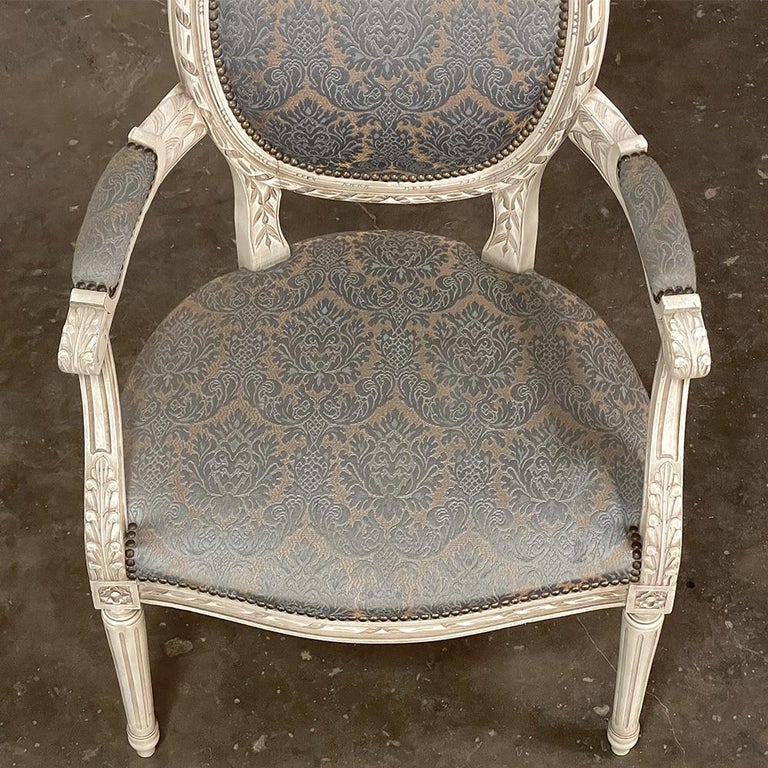 Pair Antique French Louis XVI Painted Armchairs, Fauteuils For Sale at ...
