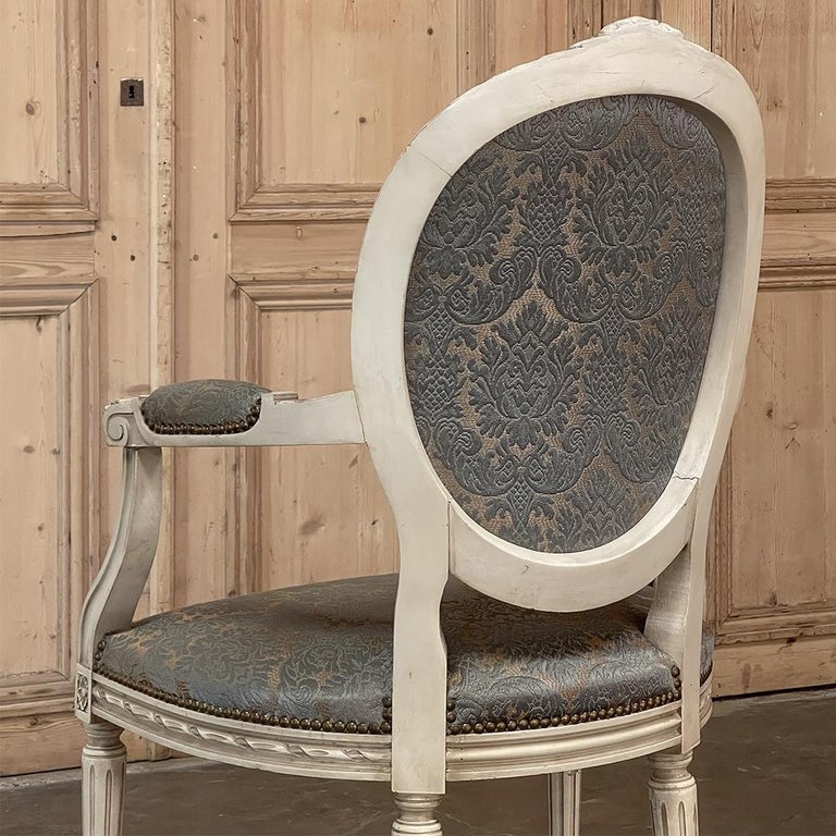 Pair Antique French Louis XVI Painted Armchairs, Fauteuils For Sale at ...