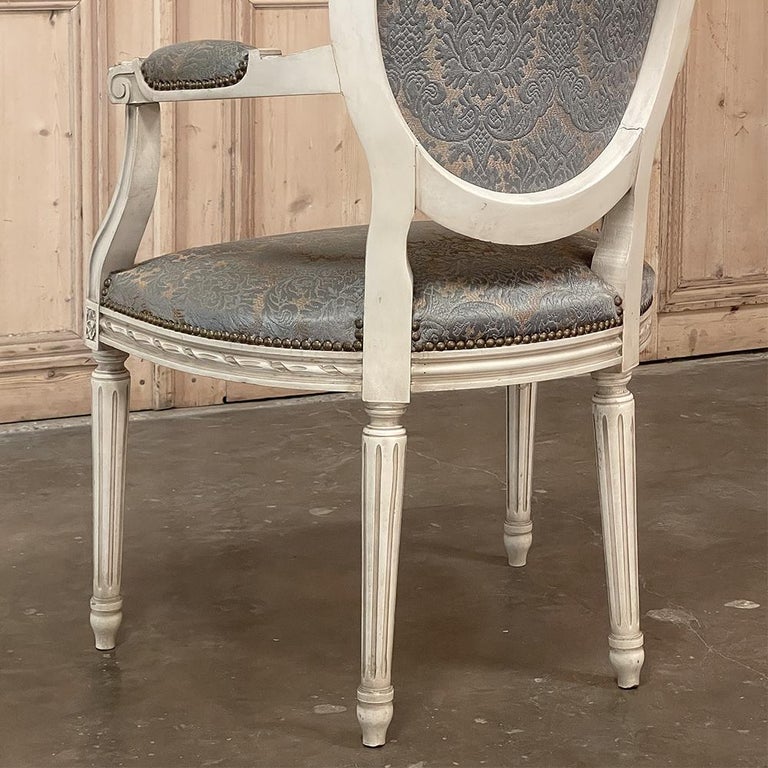 Pair Antique French Louis XVI Painted Armchairs, Fauteuils For Sale at ...