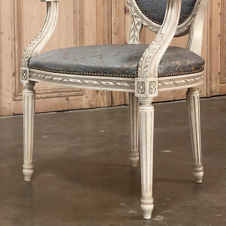 Pair Antique French Louis XVI Painted Armchairs, Fauteuils For Sale at ...