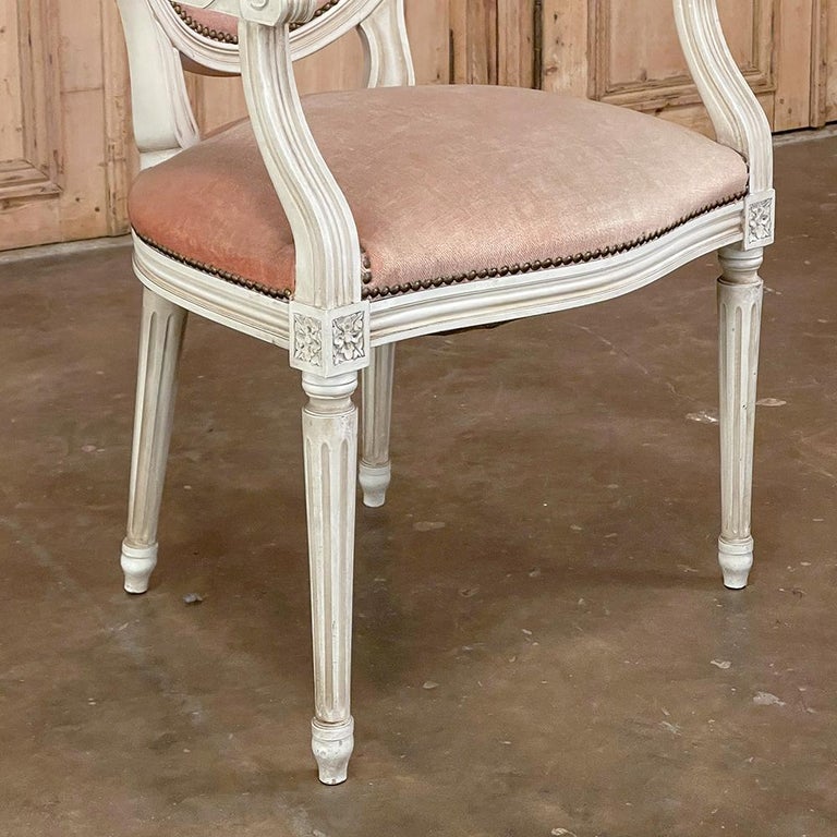Pair Antique French Louis XVI Painted Armchairs For Sale at 1stDibs