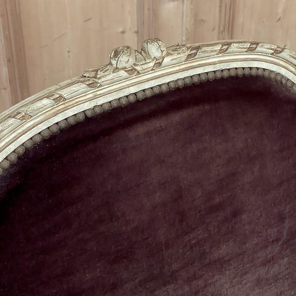 Pair Antique French Louis XVI Painted Bergeres ~ Armchairs For Sale 11