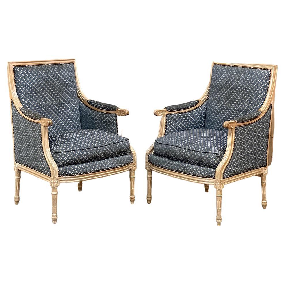 Pair of French Antique Louis XVI Antique Bergère Armchairs For Sale at ...