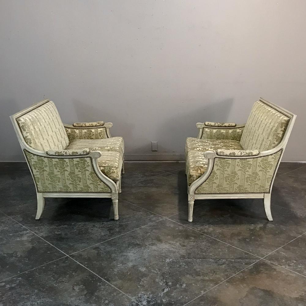 Pair of Antique French Louis XVI Painted Sofas In Good Condition In Dallas, TX