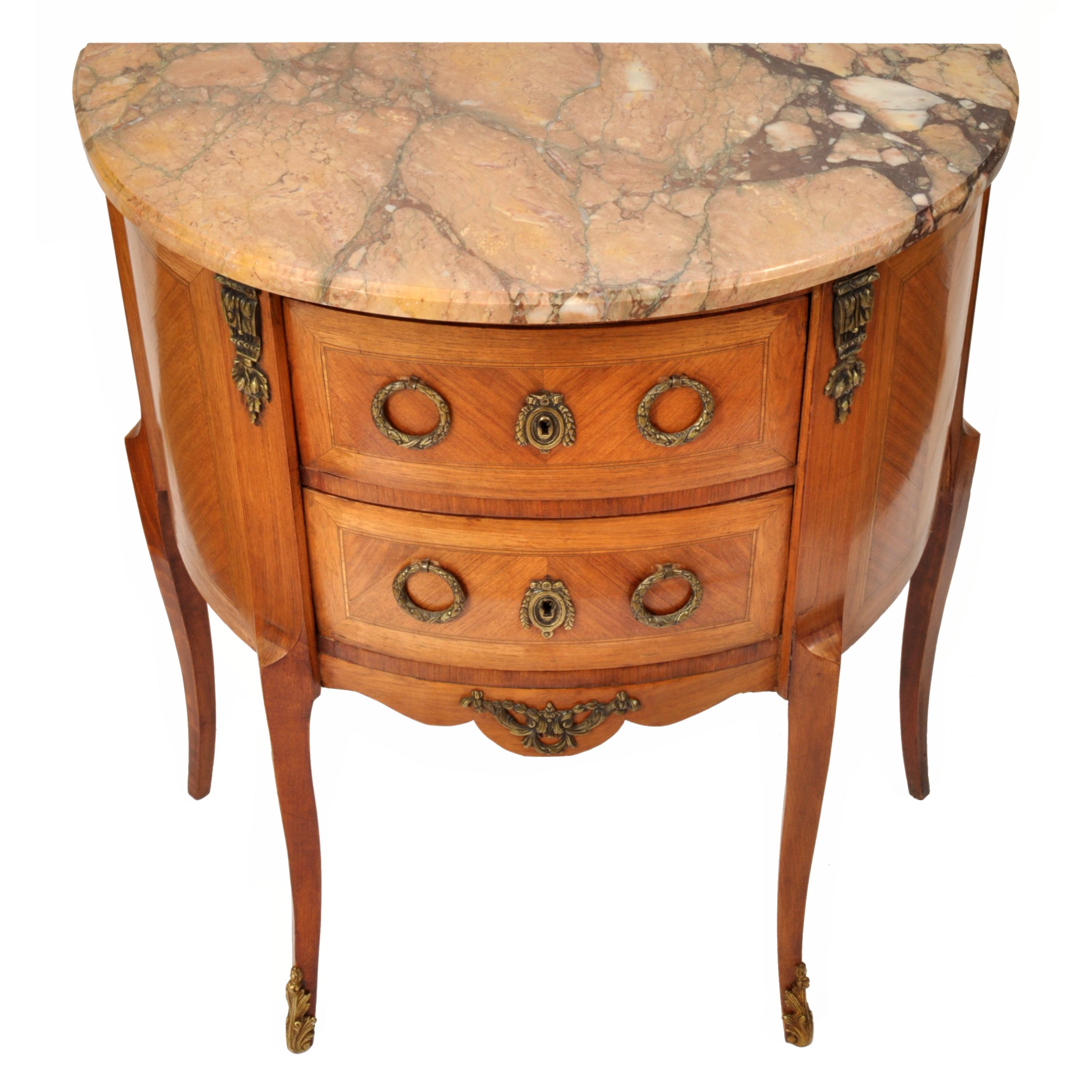 Pair Antique French Louis XVI Walnut Marble & Ormolu Side Tables Cabinets, 1880 13