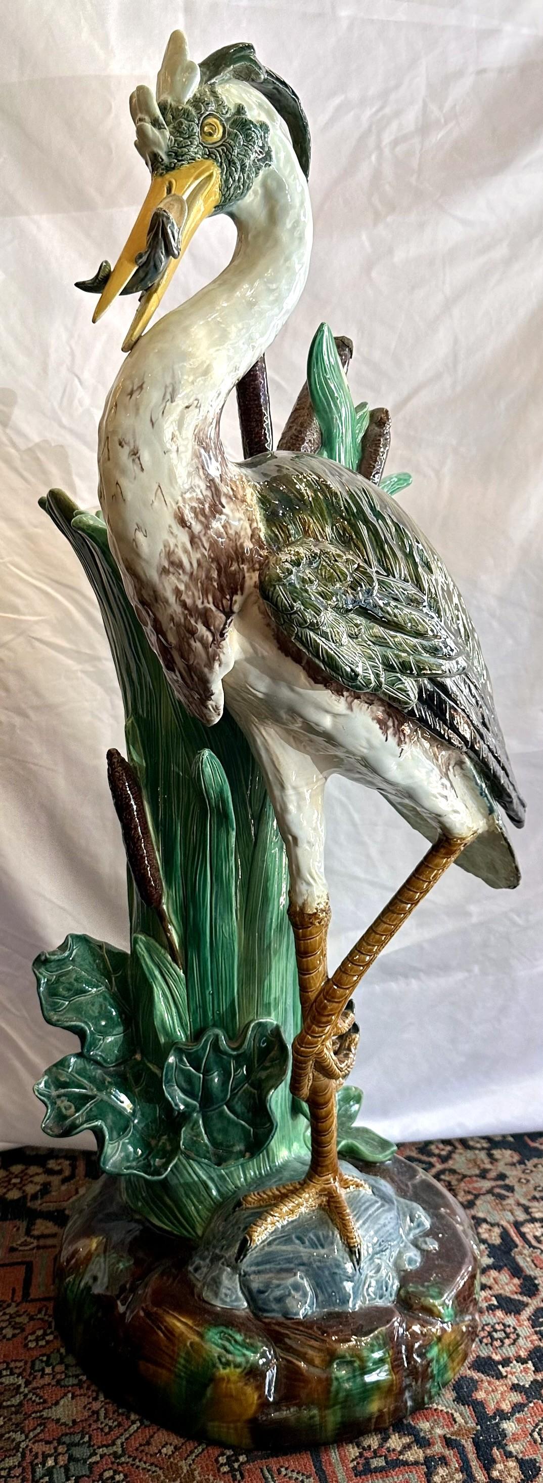 Par de Paragüeros Figurados de Pájaro de Mayólica Antique French, Circa 1890. en venta 2