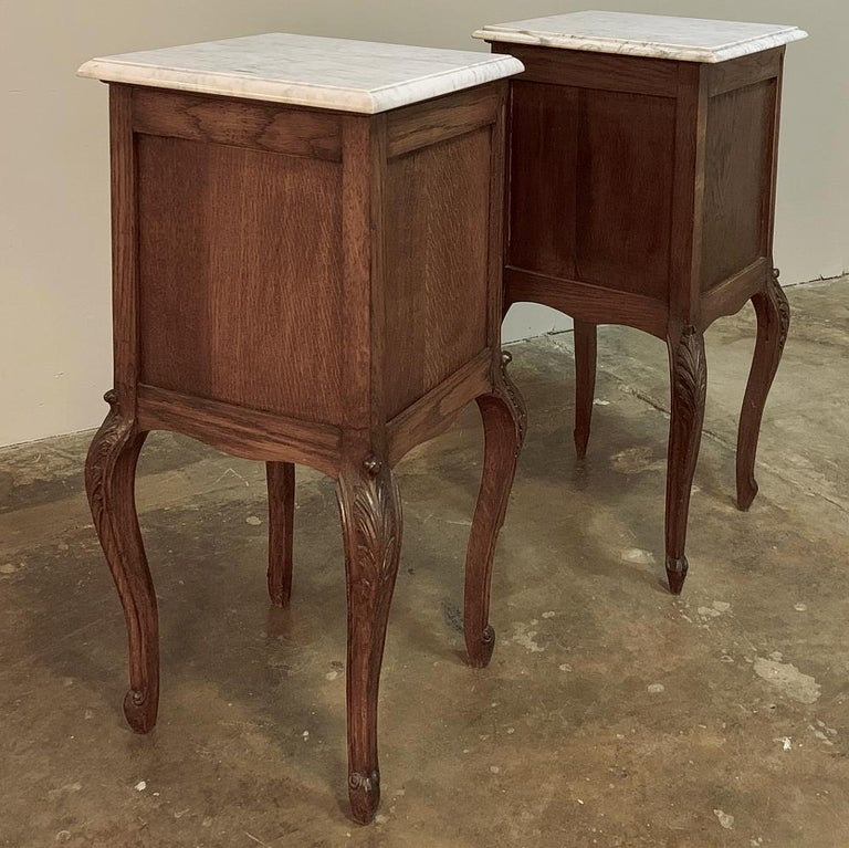 Pair of Antique French MarbleTop Nightstands at 1stDibs