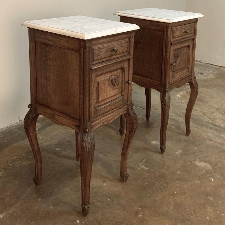 Pair of Antique French MarbleTop Nightstands at 1stDibs