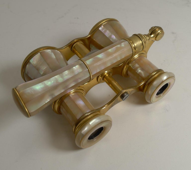 Pair of Antique French Mother of Pearl Opera Glasses by LeMaire, Paris