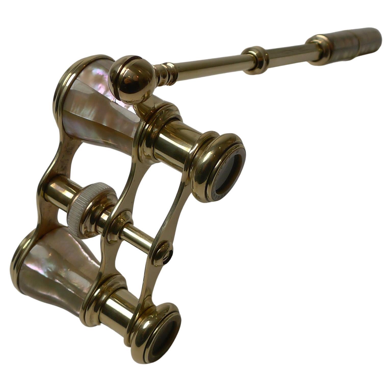 Fine Pair of Antique Mother of Pearl Opera Glasses by LeMaire, Paris