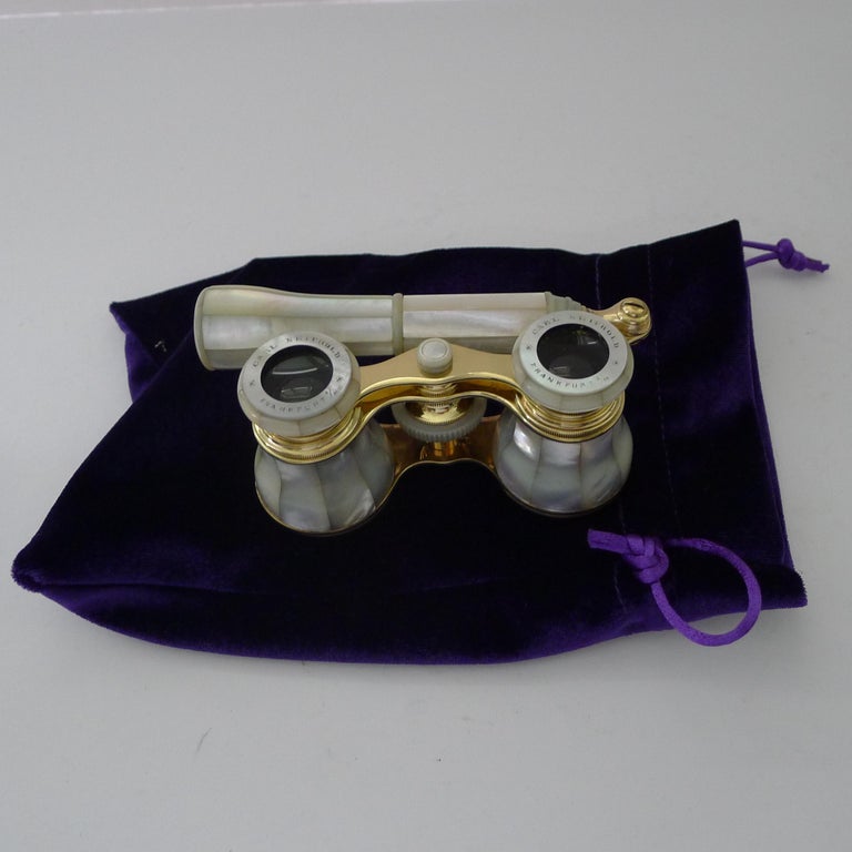 Pair Antique French Mother of Pearl Opera Glasses circa 1910,