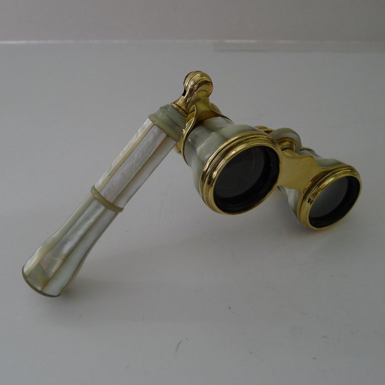 Pair Antique French Mother of Pearl Opera Glasses circa 1910,
