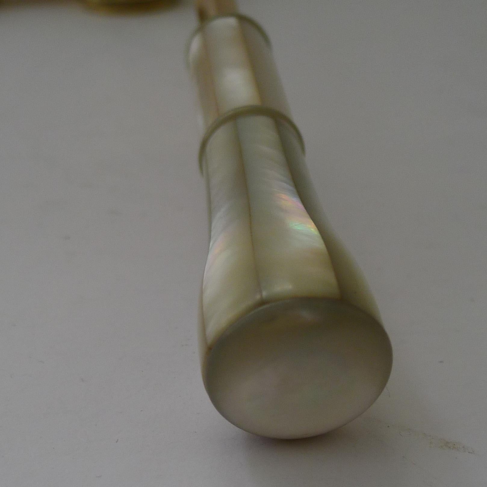 Early 20th Century Pair Antique French Mother of Pearl Opera Glasses circa 1910, Lorgnette Handle