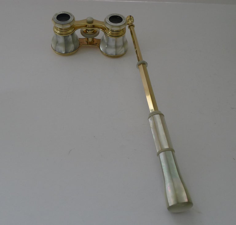 Pair Antique French Mother of Pearl Opera Glasses circa 1910,