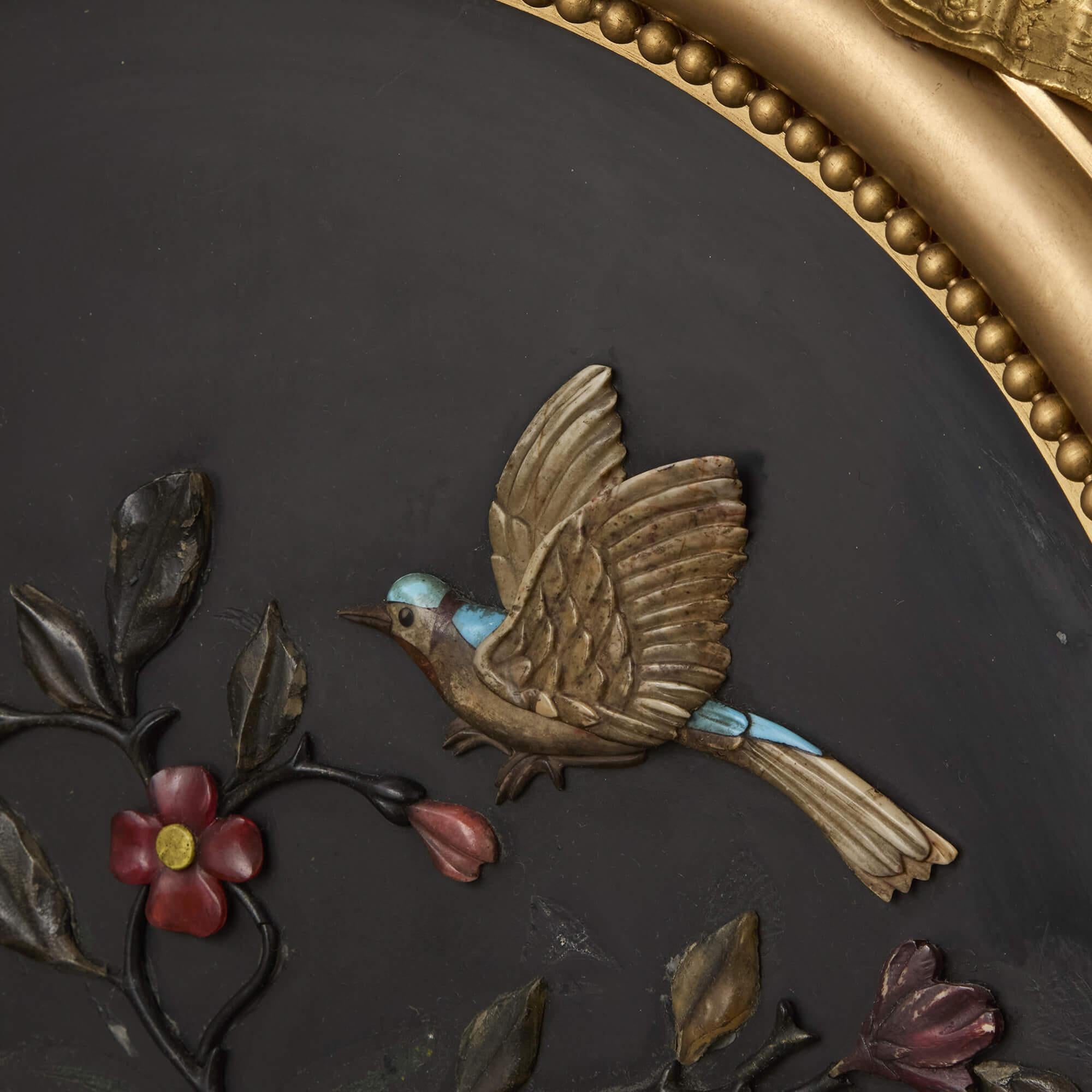 Paar Antique French Napoleon III Marmor Pietra Dura Ebonised Wood Ormolu Kabinett (Messing) im Angebot