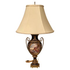 Pair Antique French Napoleon III Sèvres Porcelain & Gold Bronze Lamps Circa 1890