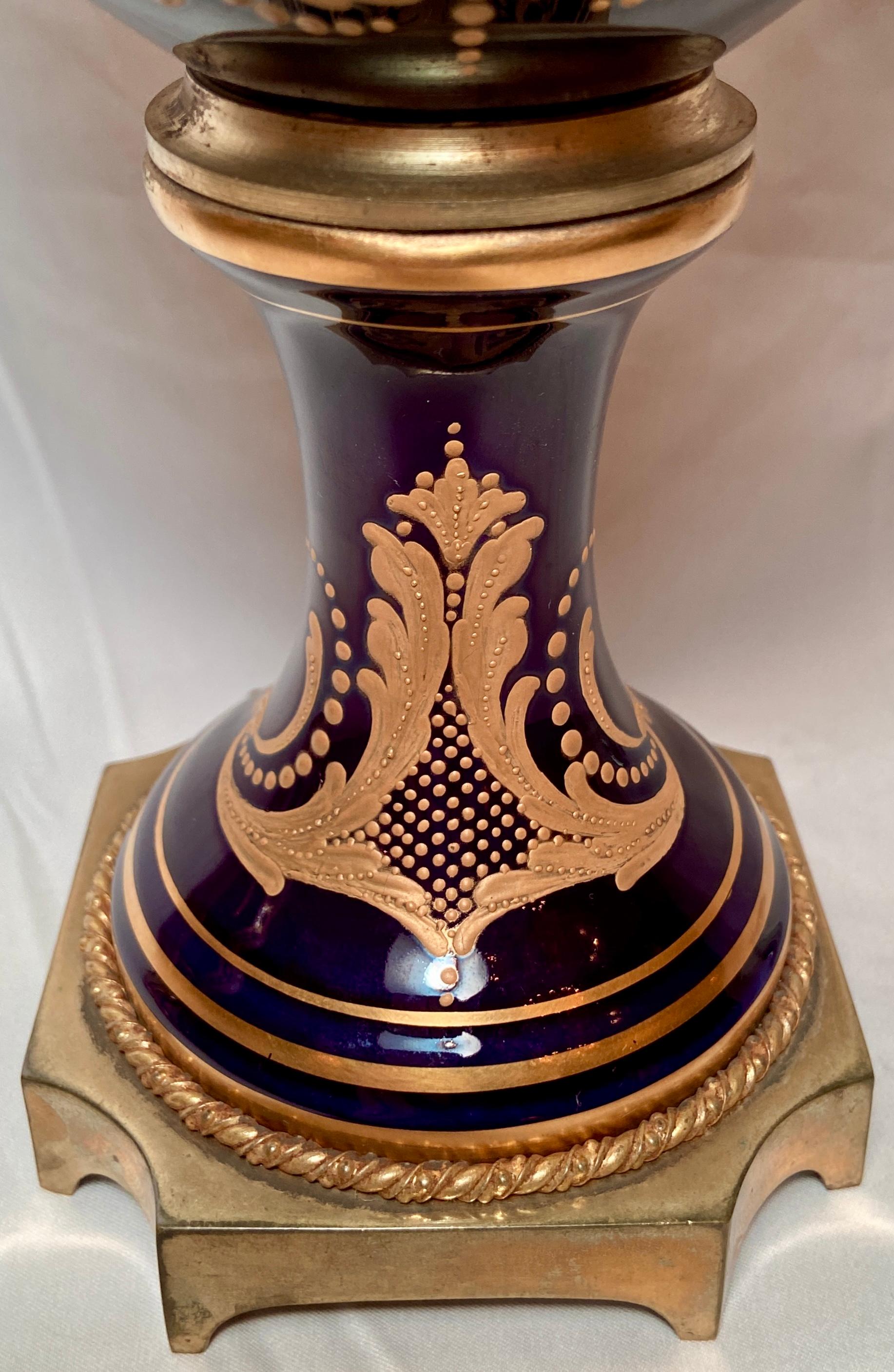 Pair Antique French Napoleon III Sèvres Porcelain & Gold Bronze Urns Circa 1890s For Sale 7
