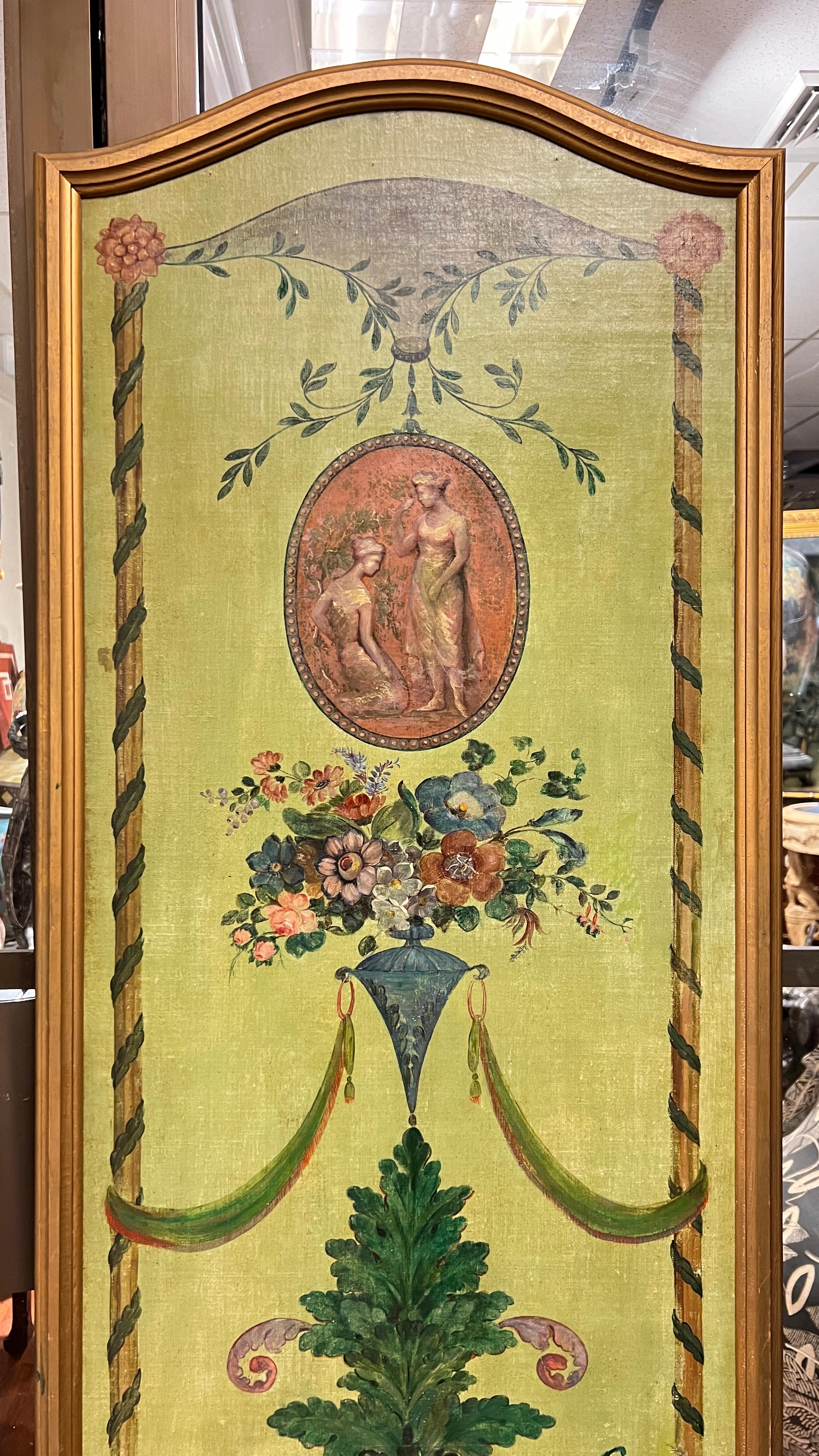 Pair Antique French neoclassical Arts Tall Painted Wooden Panels 8