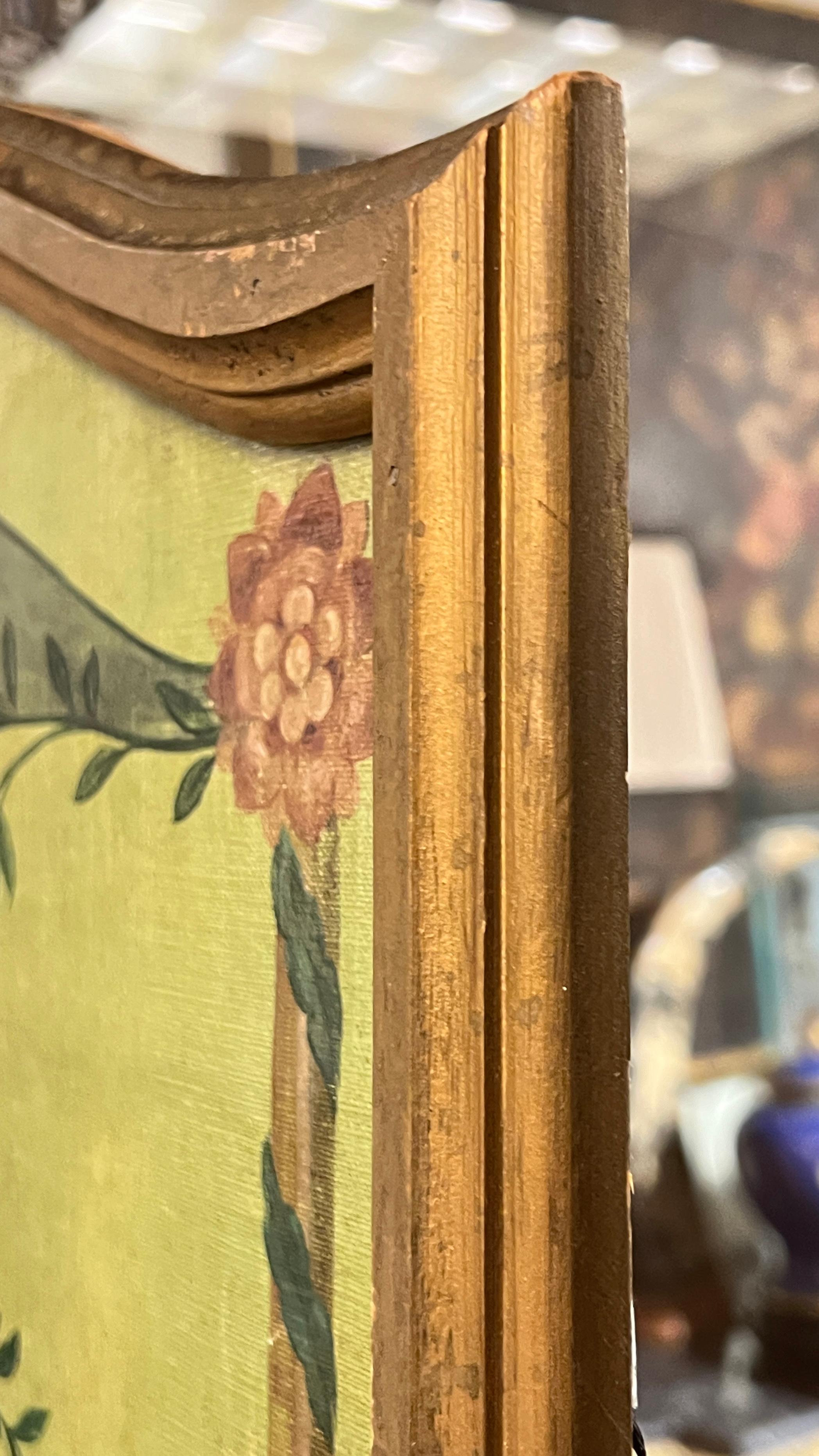 Hand-Painted Pair Antique French neoclassical Arts Tall Painted Wooden Panels