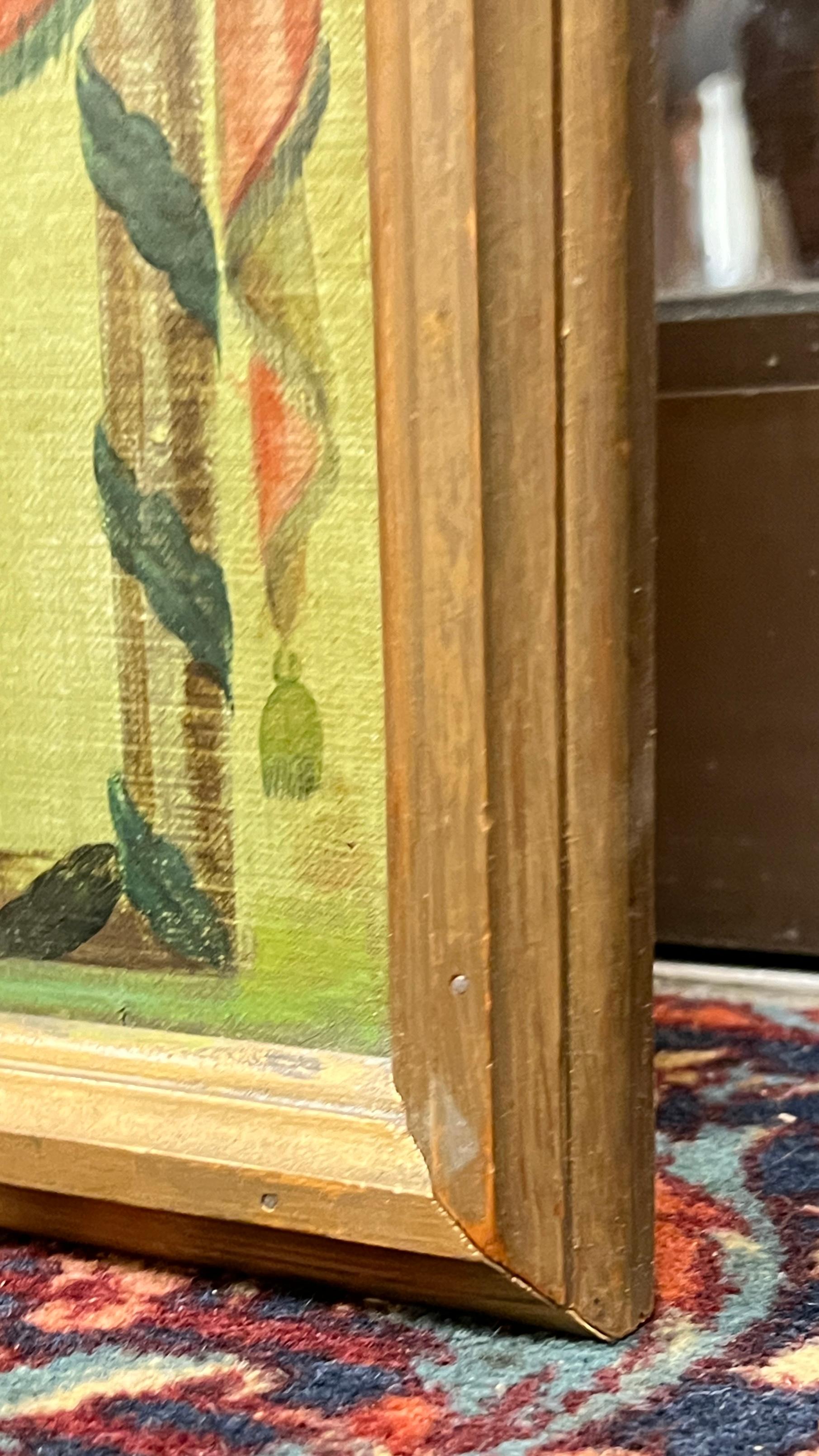 Pair Antique French neoclassical Arts Tall Painted Wooden Panels 1