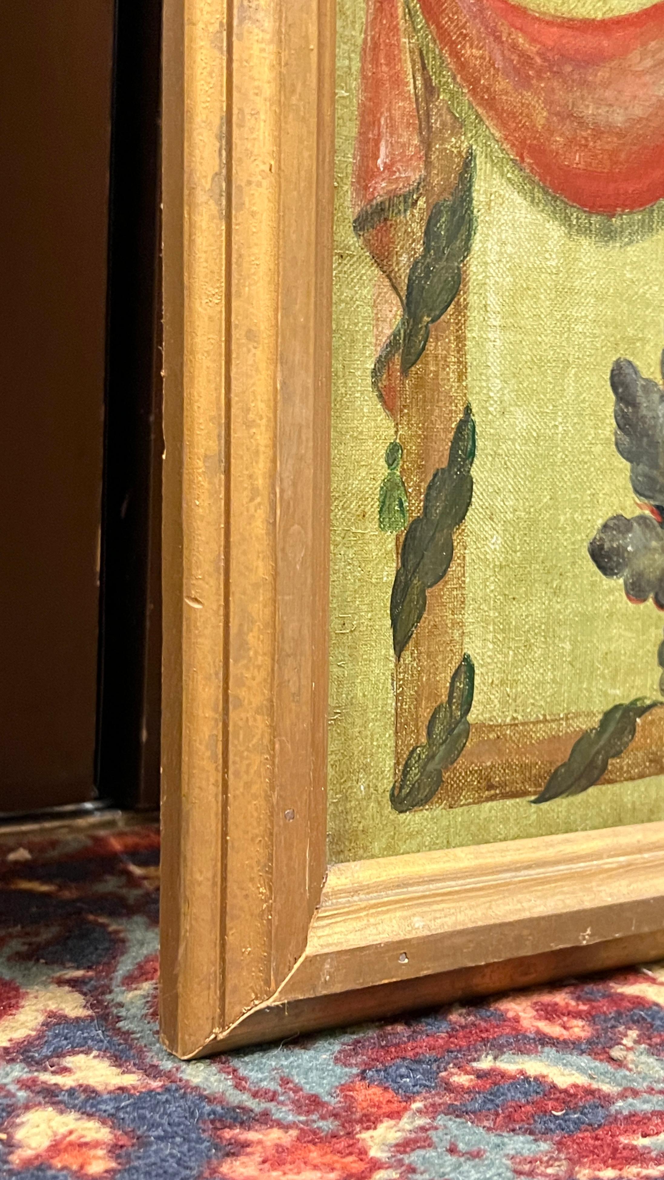 Pair Antique French neoclassical Arts Tall Painted Wooden Panels 2