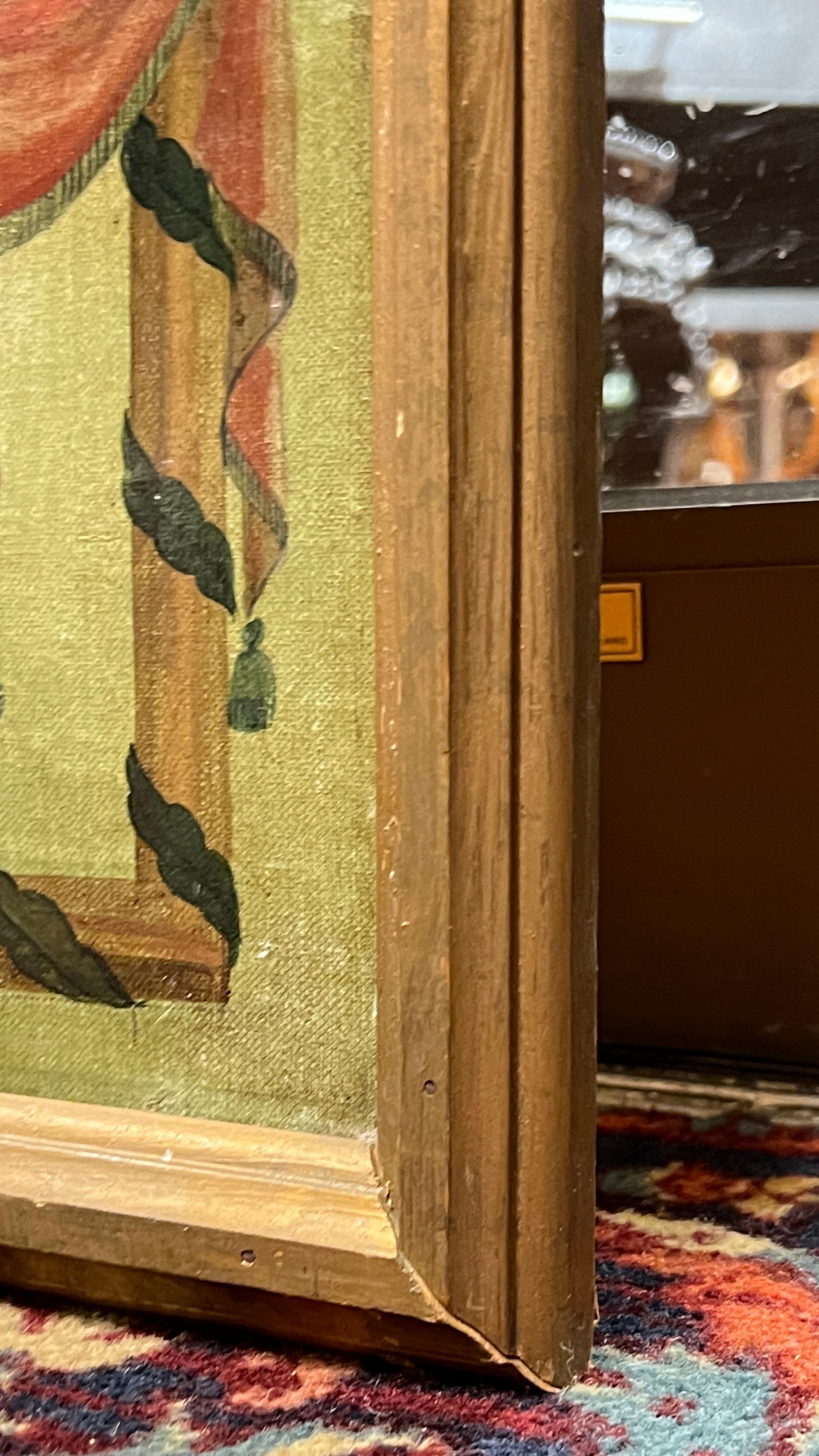 Pair Antique French neoclassical Arts Tall Painted Wooden Panels 3