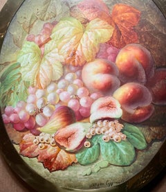 Pareja Antique French Original Edmond Van Coppenolle Pintura sobre placas de porcelana