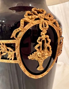 Pair Antique French Ormolu and Cobalt Blue Enameled Porcelain Lamps, Circa 1890