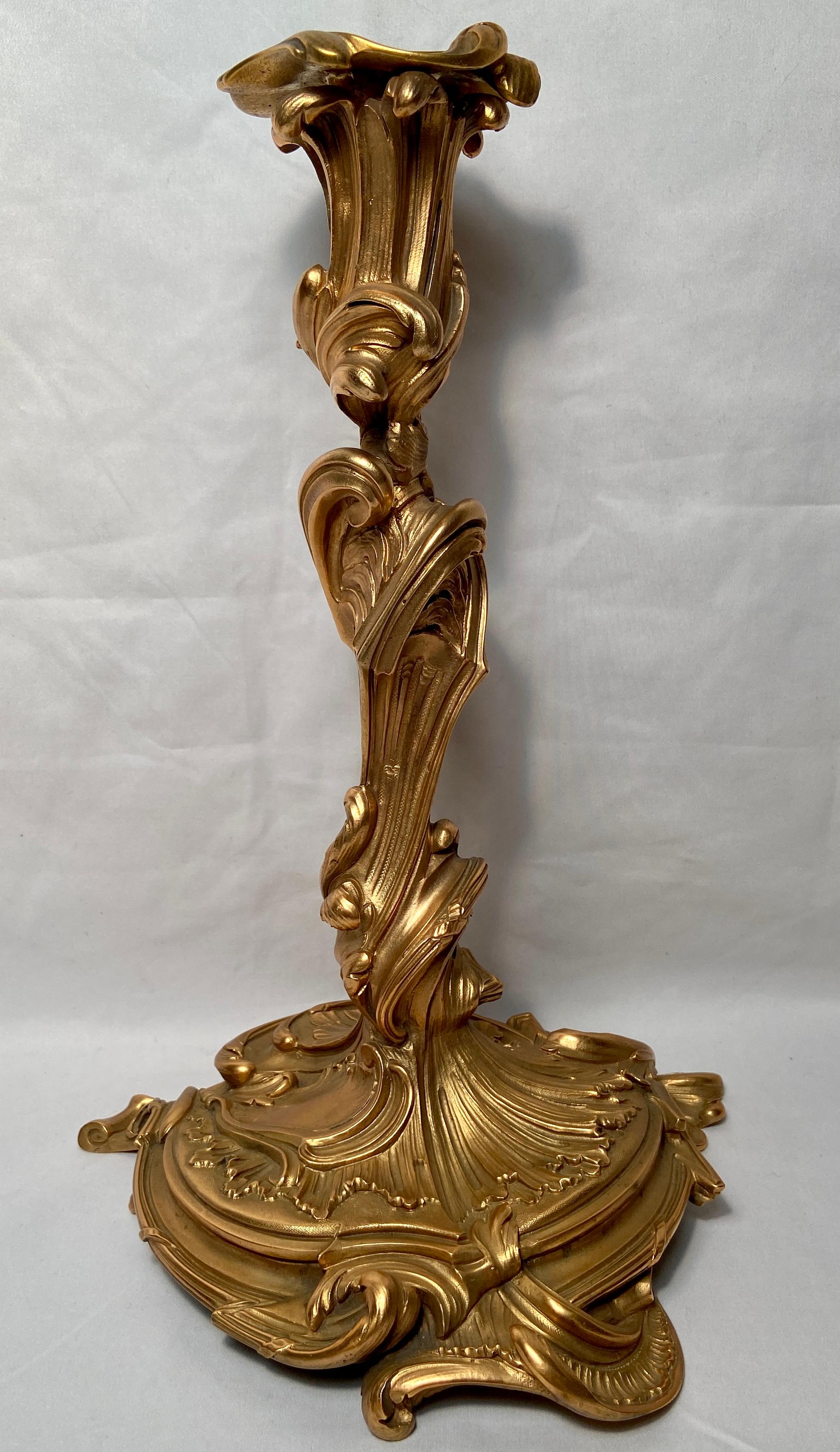 Pair Antique French Ormolu Candlesticks, Circa 1870-1880 In Good Condition For Sale In New Orleans, LA
