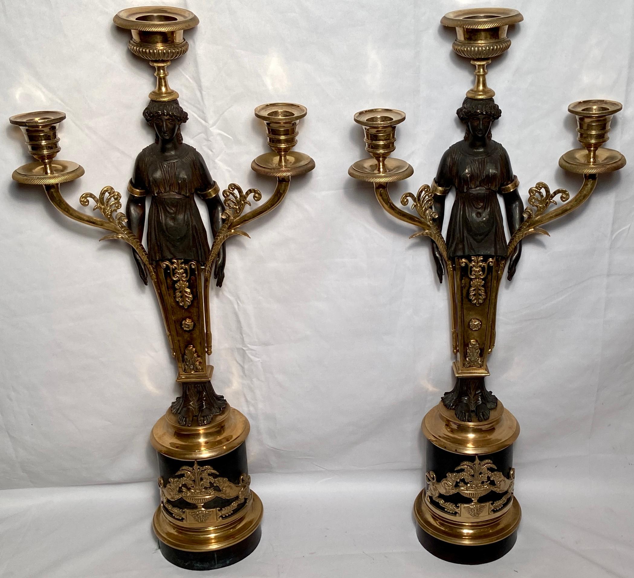 Pair antique French finest Ormolu mounted blue porcelain 