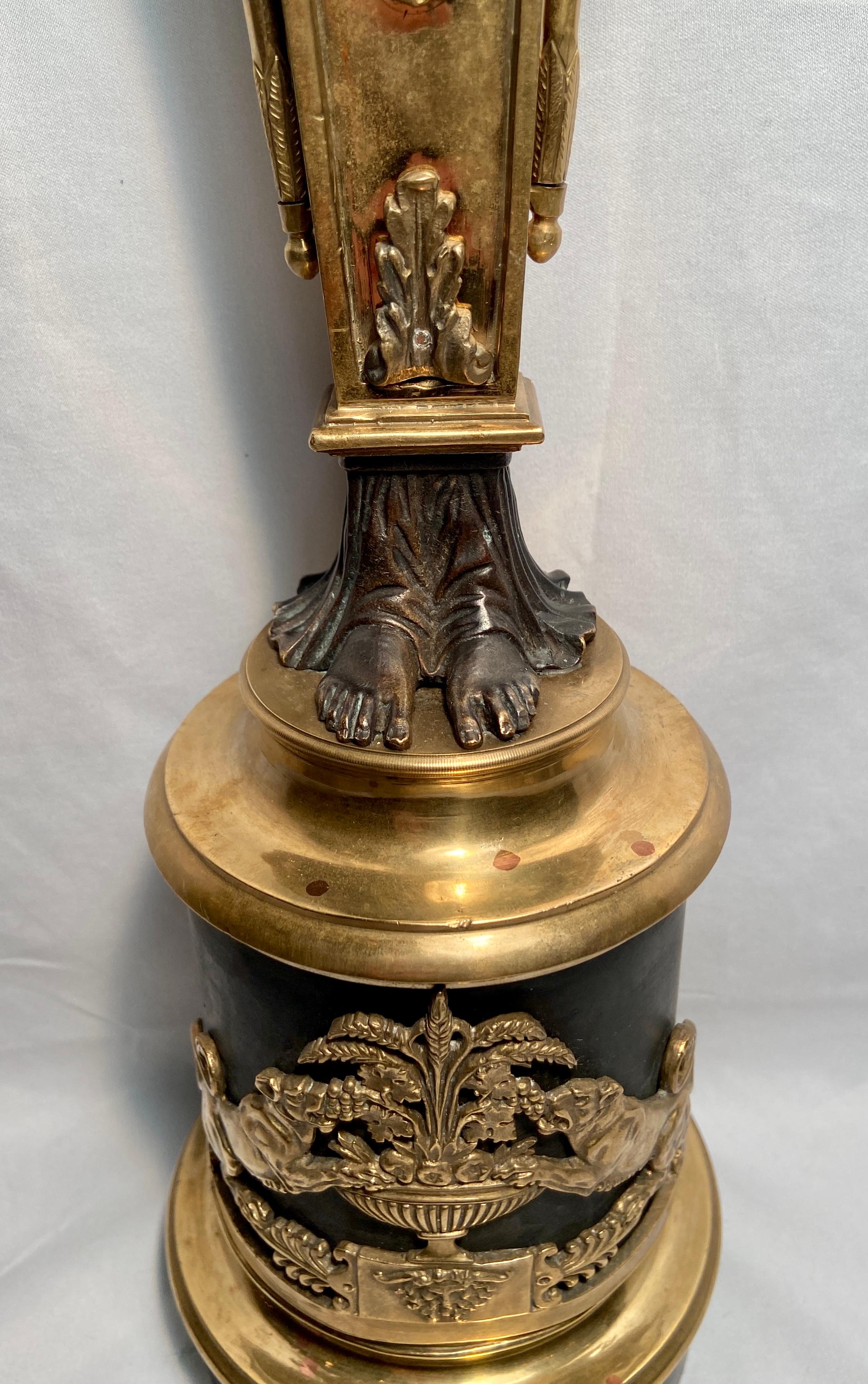 Pair Antique French Ormolu & Patinated Bronze Candelabra, Circa 1885 For Sale 3