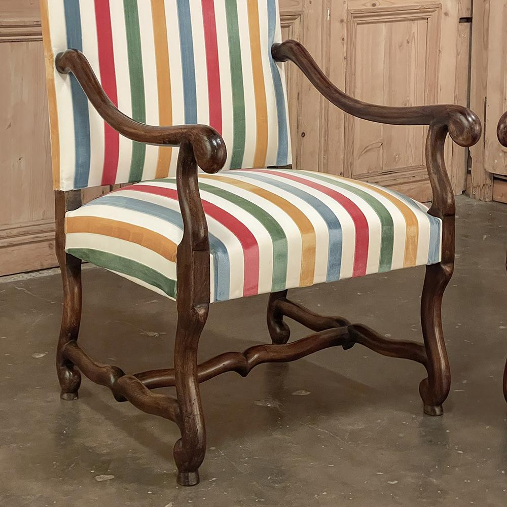 Pair Antique French Os de Mouton Armchairs with Slip Covers For Sale 3