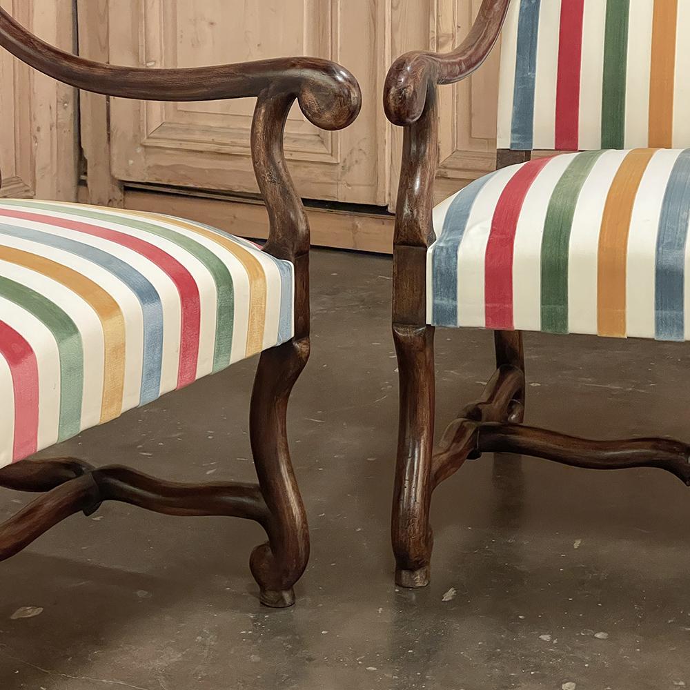 Pair Antique French Os de Mouton Armchairs with Slip Covers For Sale 4