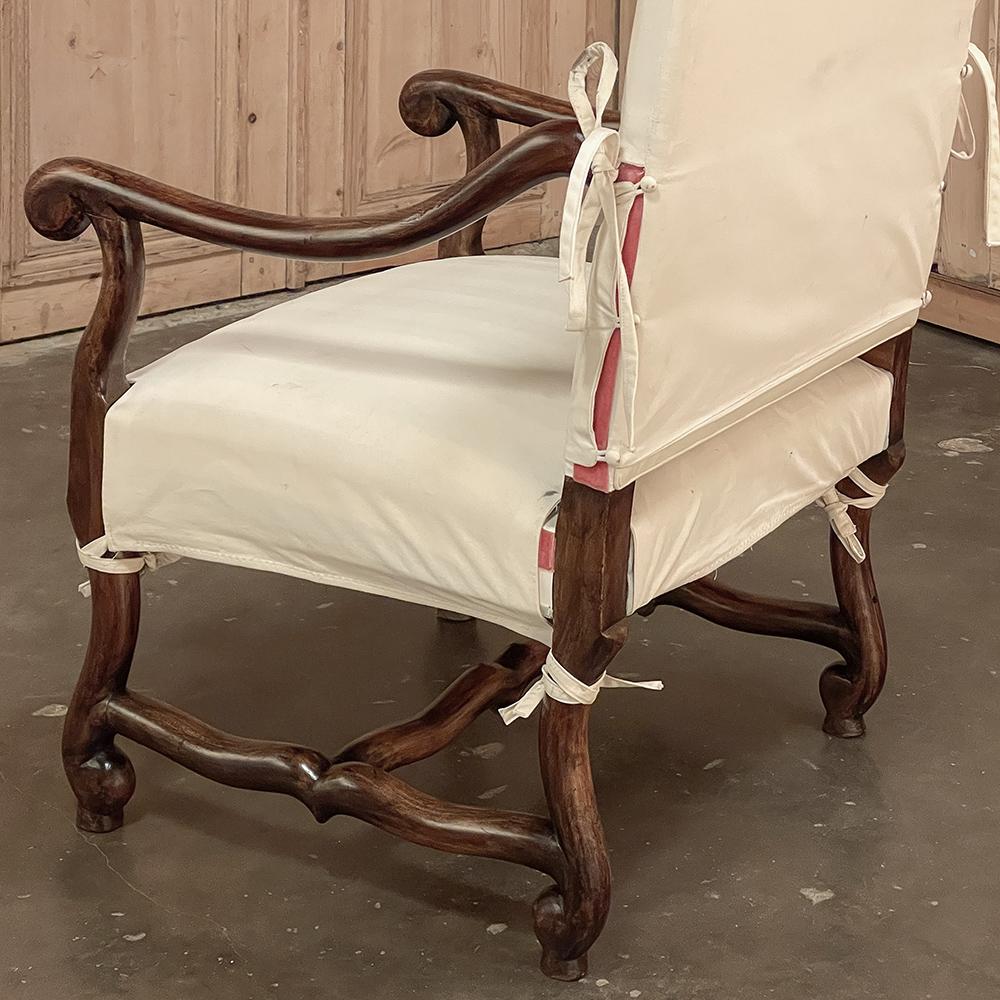 20th Century Pair Antique French Os de Mouton Armchairs with Slip Covers For Sale