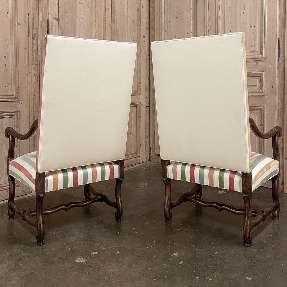 Pair Antique French Os de Mouton Armchairs with Slip Covers For Sale 1