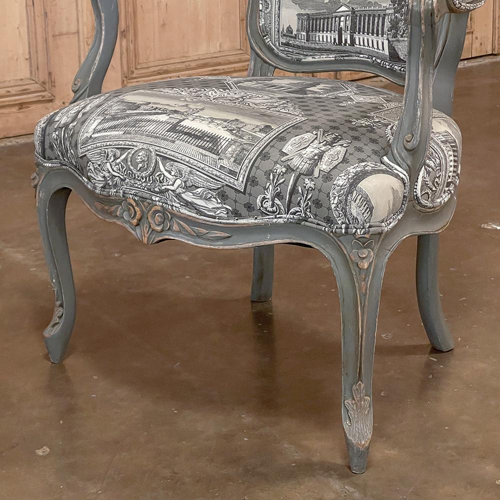 Pair Antique French Painted Louis XV Armchairs ~ Fauteuils For Sale 5