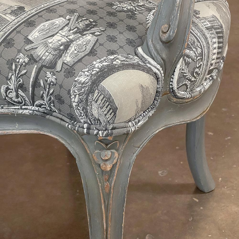 Pair Antique French Painted Louis XV Armchairs ~ Fauteuils For Sale 10